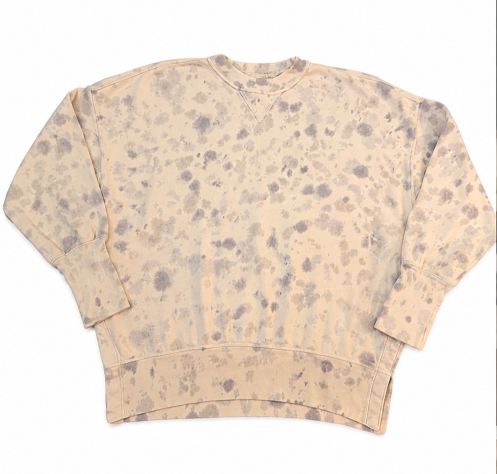 Abercrombie & Fitch Sweatshirt Crewneck Womens Small Top Cream Gray Tie Dye